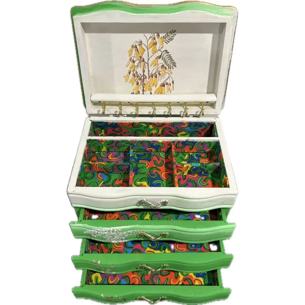 Upcycled Solid Wood Chest Jewelry Box with Bonus Trinket Box